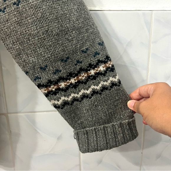 Dockers Men's M Gray Fair Isle Wool Button Down Cardigan Sweater Academia Preppy - Picture 5 of 10